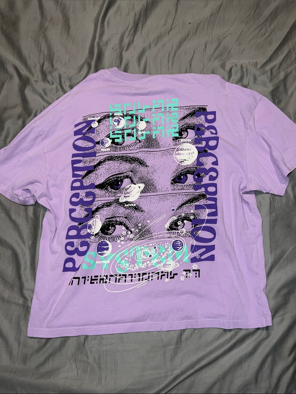 Topman Lilac Graphic Tee with Purple and Mint Print
